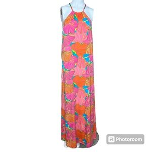 Trina Turk Milan Gingko Floral Halter Tie Maxi Dress Sz S NWT